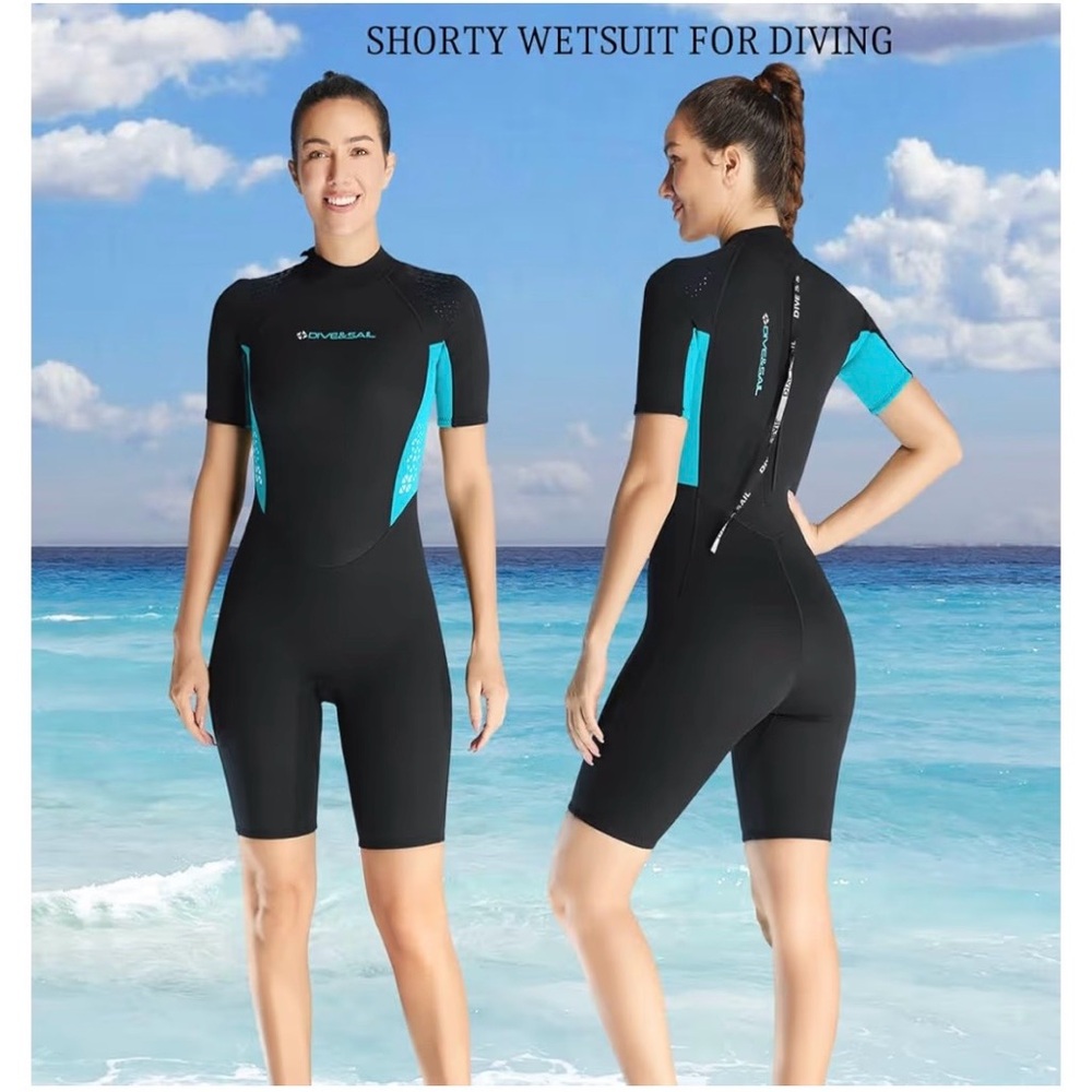 Shorty Wetsuit Men Women 1.5mm Neoprene Back Zip Wetsuit Spring Suit - Size 2XL - Picture 2 of 9